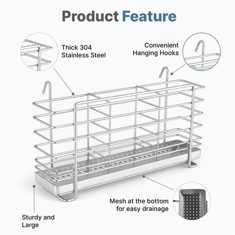 KESOL kitchen sink caddy with hooks design saves counter space