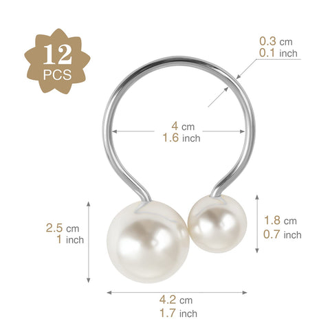 Kesote 12-pack pearl napkin rings set on white table linens.
