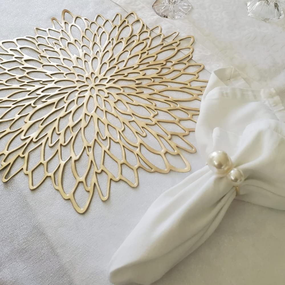 Kesote pearl napkin rings in a casual dining setup
