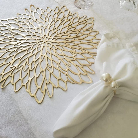 Kesote pearl napkin rings in a casual dining setup
