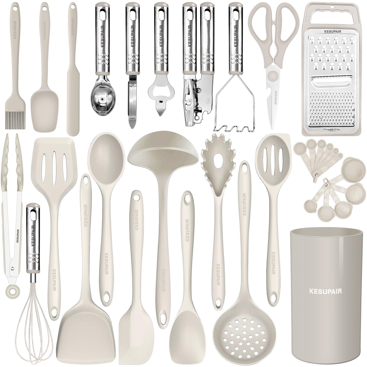 KESUPAIR heat-resistant utensils close-up demonstrates 480°F capability for high-temperature cooking.