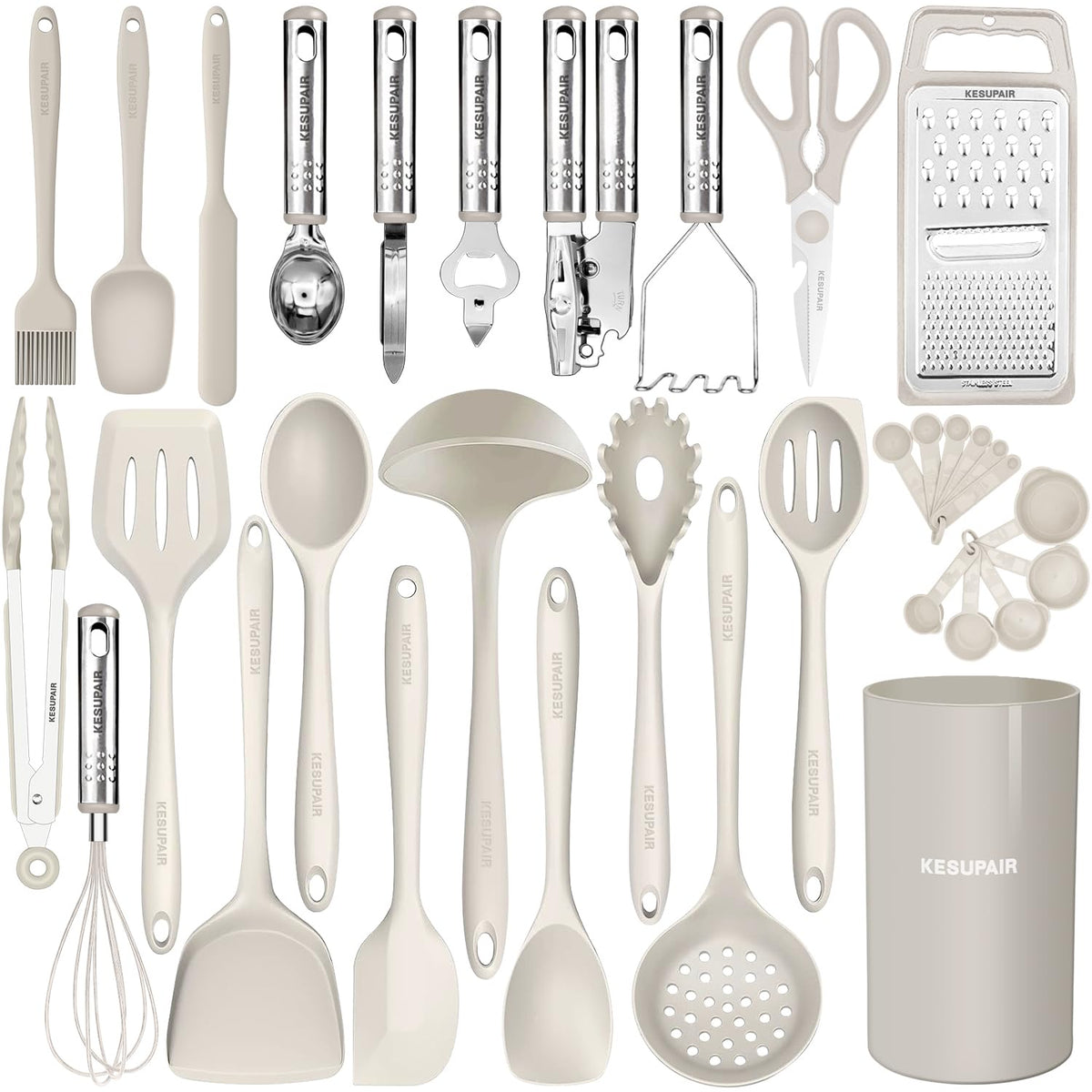 KESUPAIR heat-resistant utensils close-up demonstrates 480°F capability for high-temperature cooking.