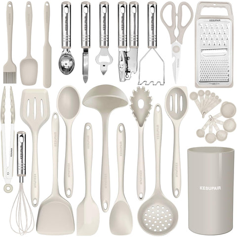 KESUPAIR heat-resistant utensils close-up demonstrates 480°F capability for high-temperature cooking.