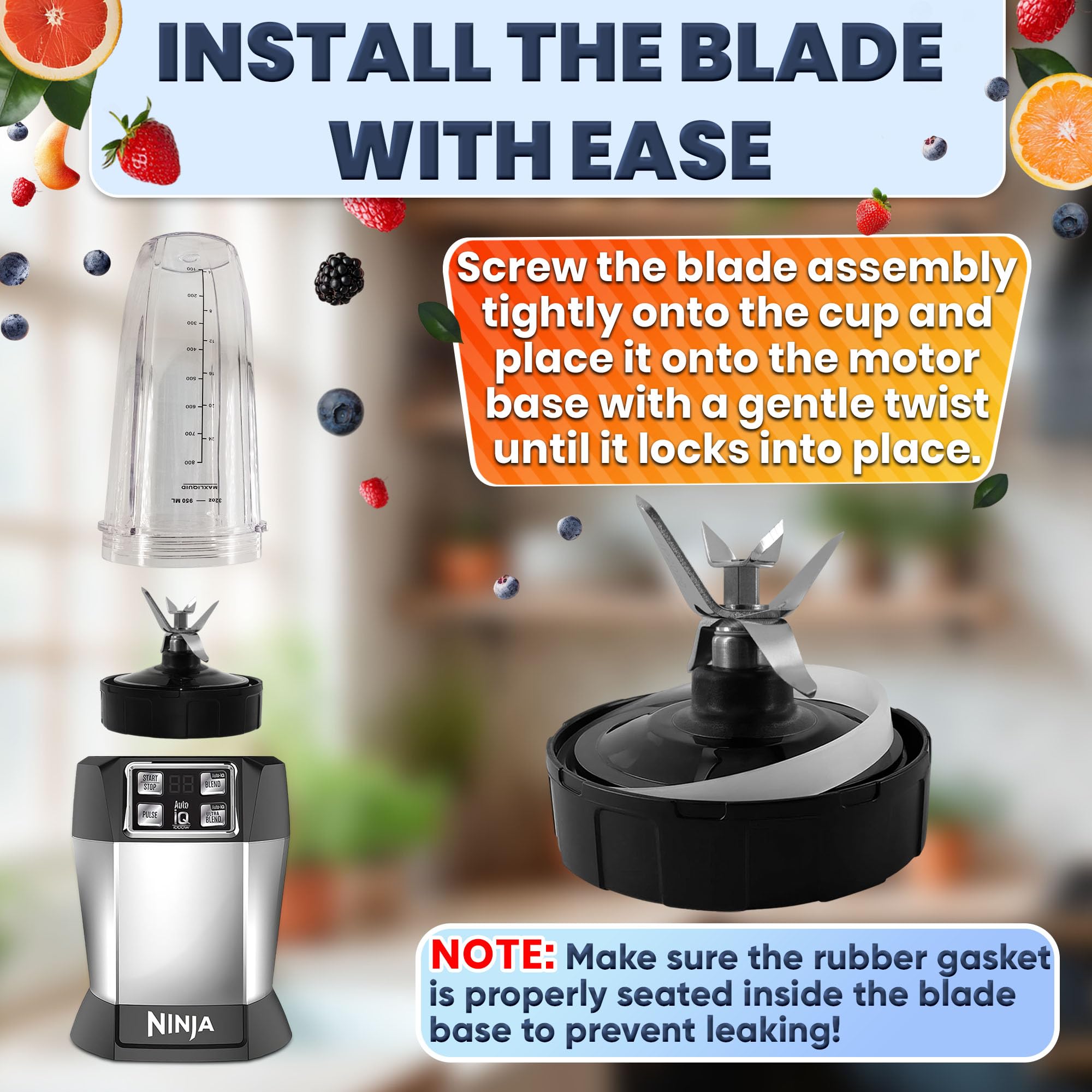 KETAR Ninja blade replacement 7-fin blade close-up highlighting stainless steel