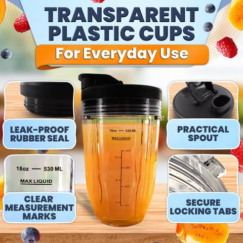 KETAR Ninja cups dishwasher-safe, 18 oz, easy cleaning after smoothies