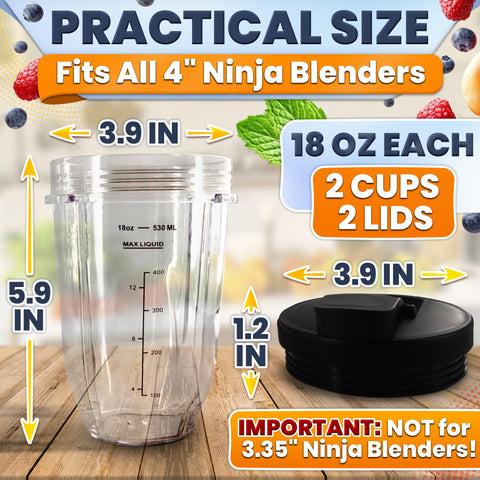 KETAR Ninja cups, durable plastic, 18 oz, withstands hot or cold blends