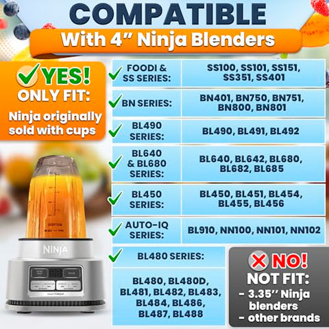 KETAR Ninja cups with lids, 18 oz, secure sip-seal for portable drinks