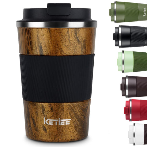 KETIEE travel mug with leakproof lid keeps drinks secure during commutes