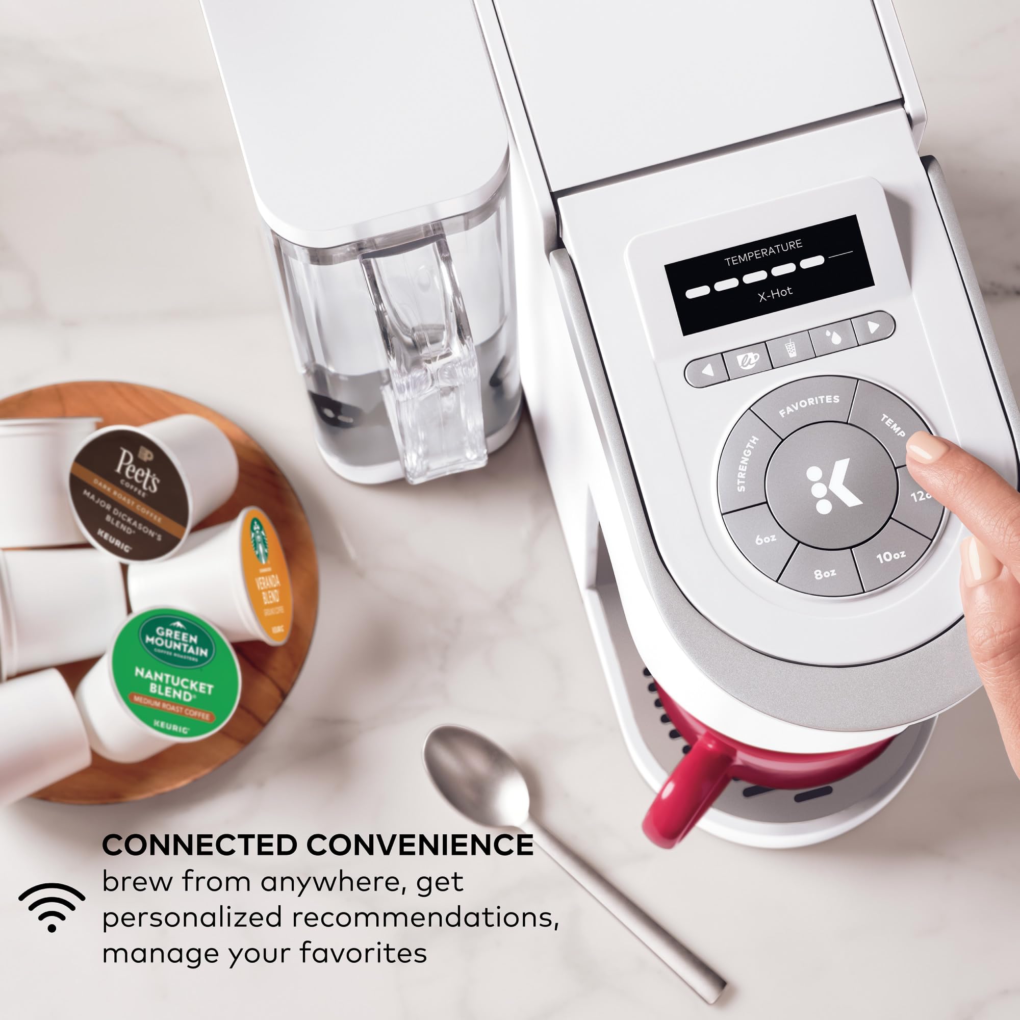 Keurig K-Supreme SMART app control for scheduling and favorites.