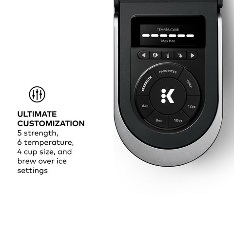 Keurig K-Supreme SMART customization panel showing strength and temp options
