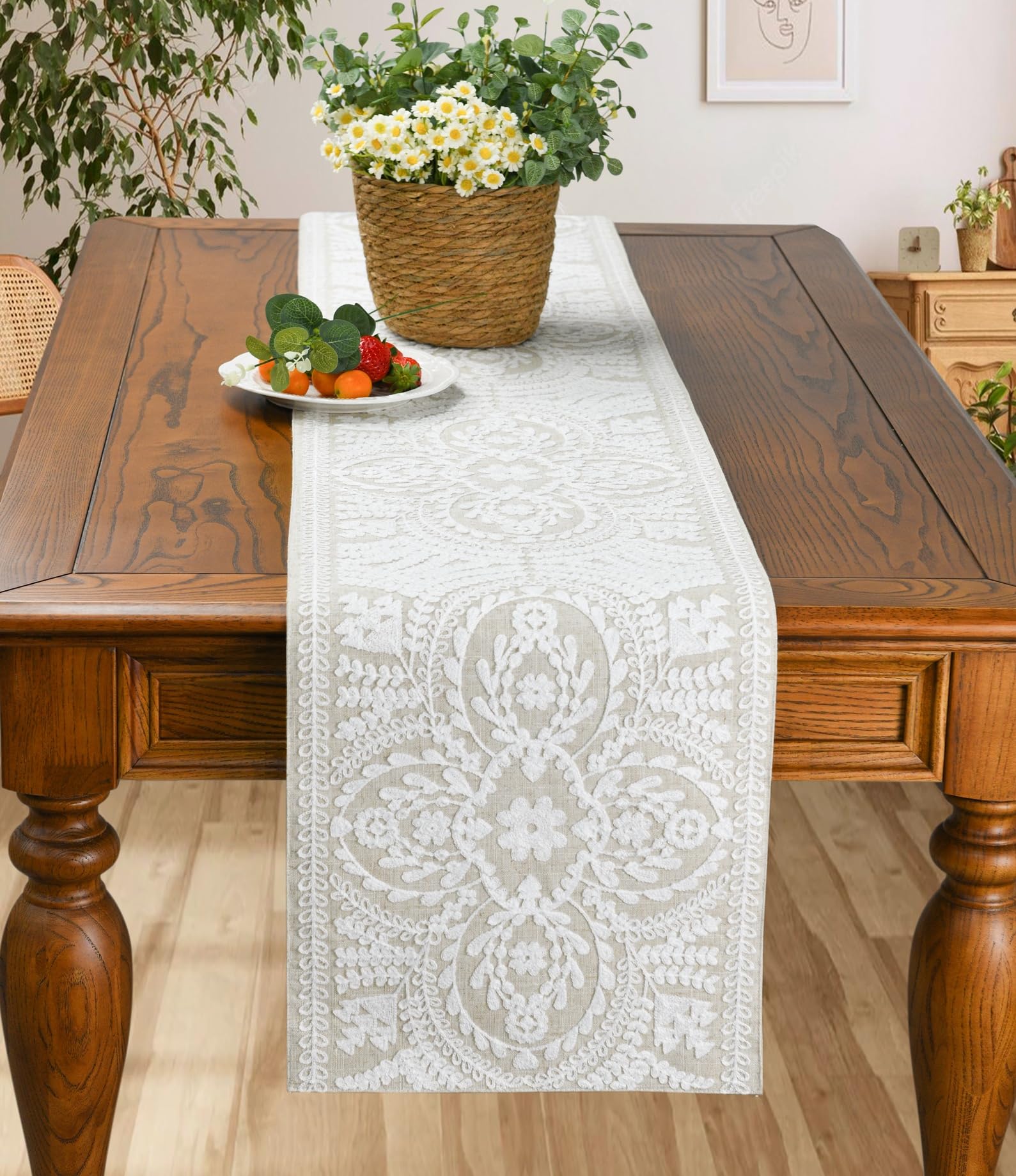 KEVA Boho table runner measures 13x72 inches for most tables