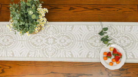 Neutral white KEVA runner suits versatile farmhouse decor