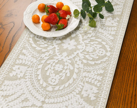 Two-layer construction provides luxurious drape on KEVA table runner