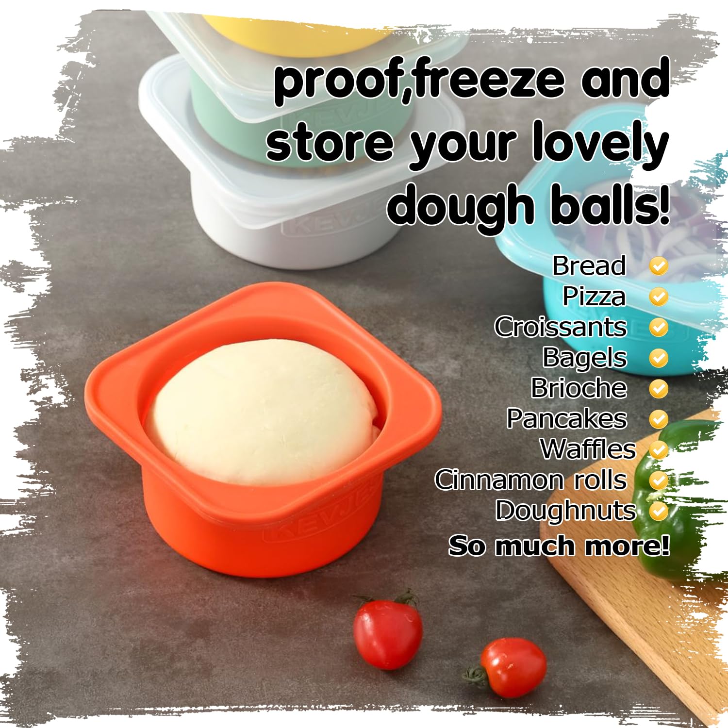 KEVJES 5.3x5.3x2.6in dough box for compact fridge storage
