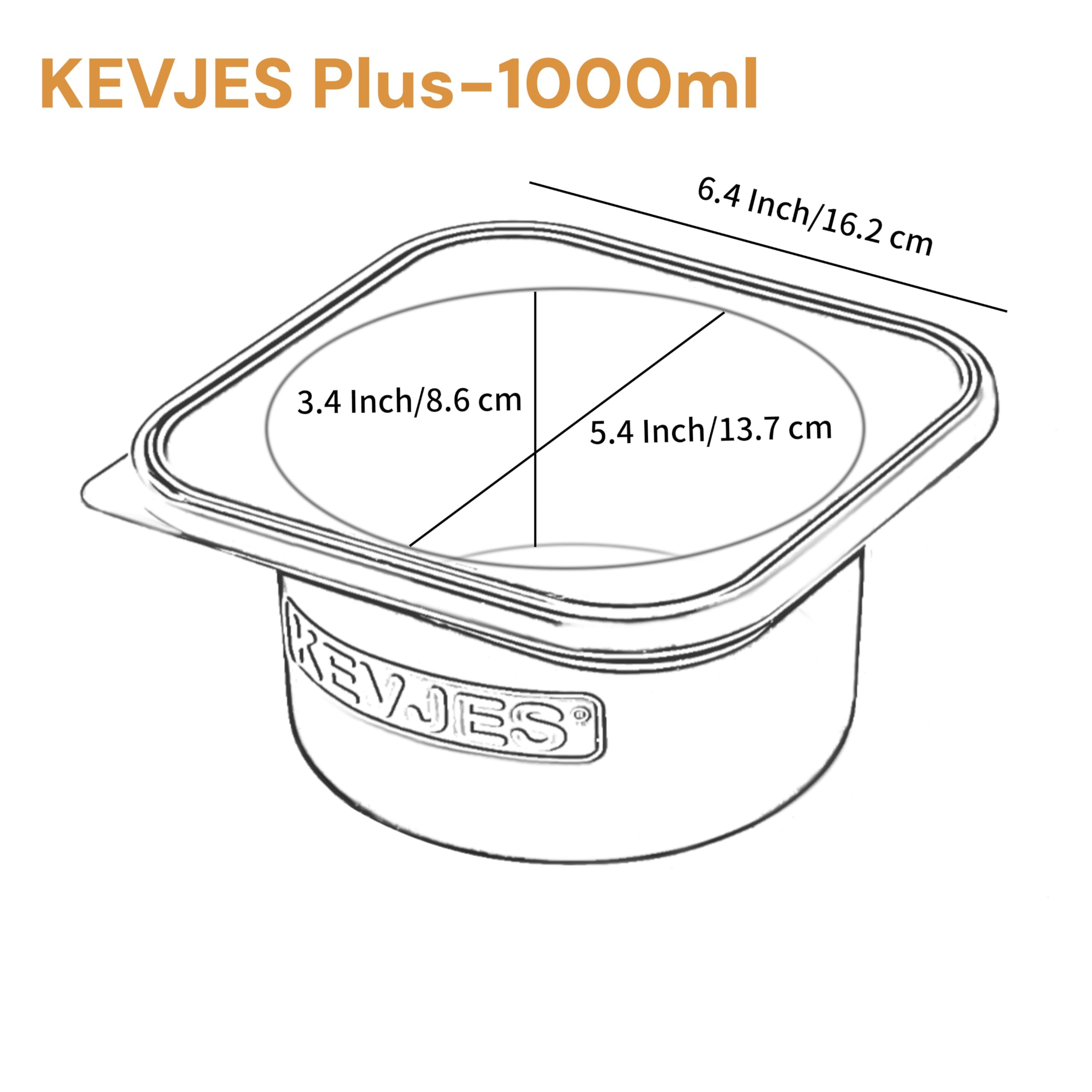 KEVJES PLUS 1000ml dimensions 6.2x6.2x3.3 inches fit 300g dough balls