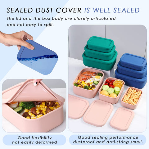 Keweis silicone containers nested and stacked to save space