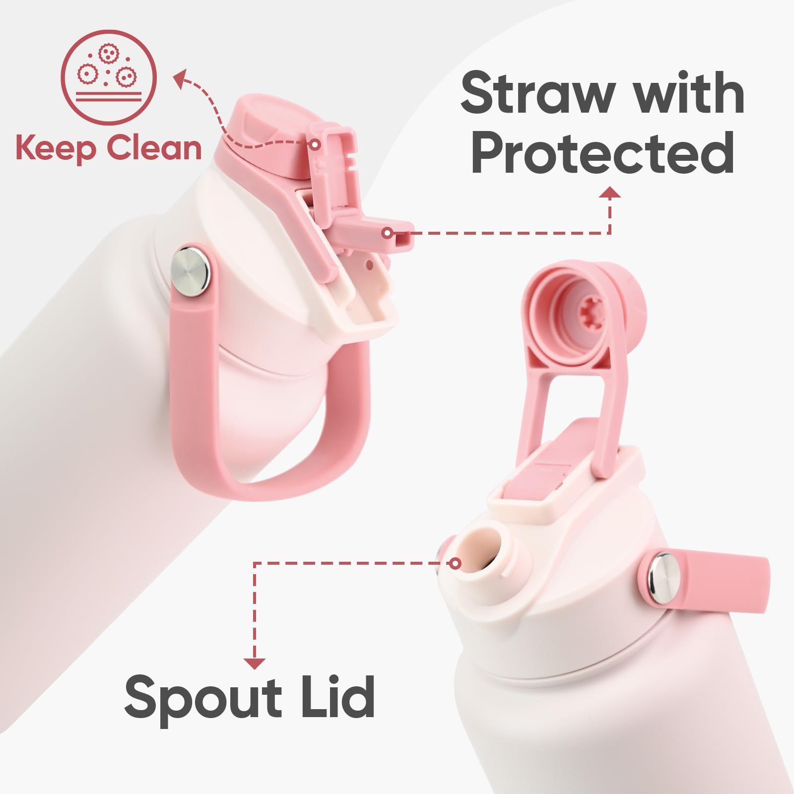 KEWIXY 2in1 lid with straw and spout enables versatile sipping on demand.