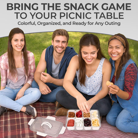 KEYVOZ Snackle Box to go charcuterie setup makes portable boards for picnics and trips.