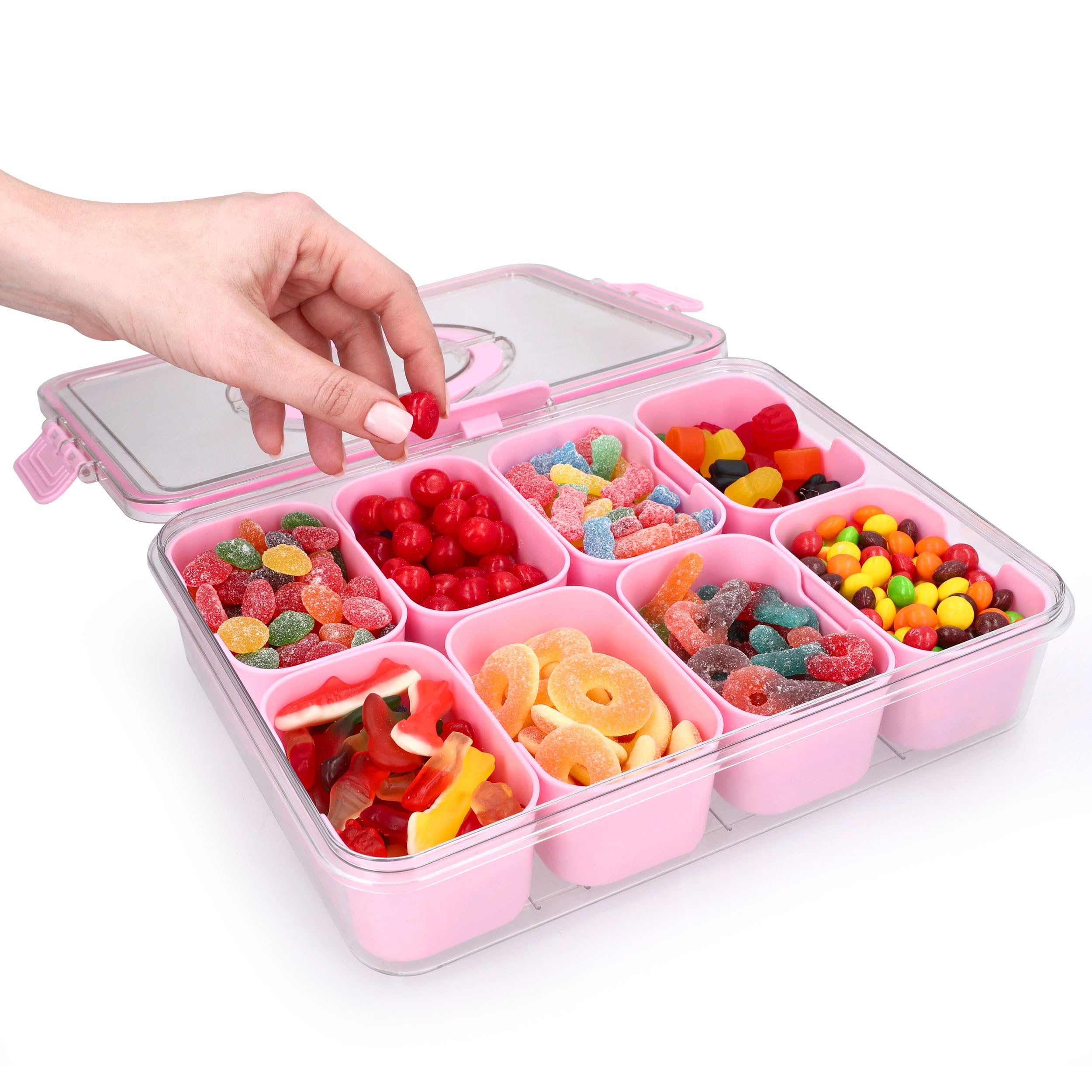 KEYVOZ Snackle Box Divided Tray with Lid keeps snacks separated.