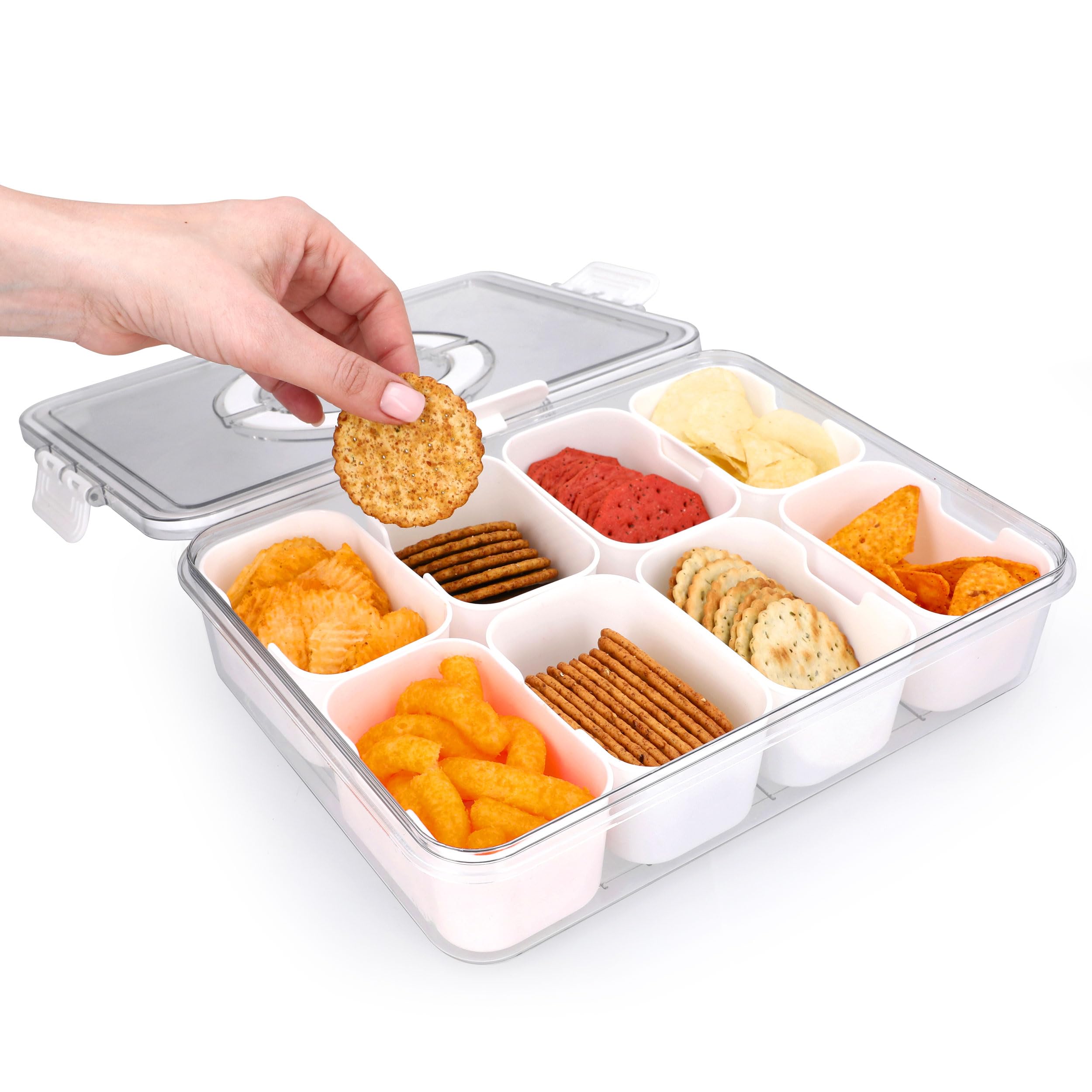 KEYVOZ Snackle Box with sturdy carry handle allows easy travel and on-the-move snacking.