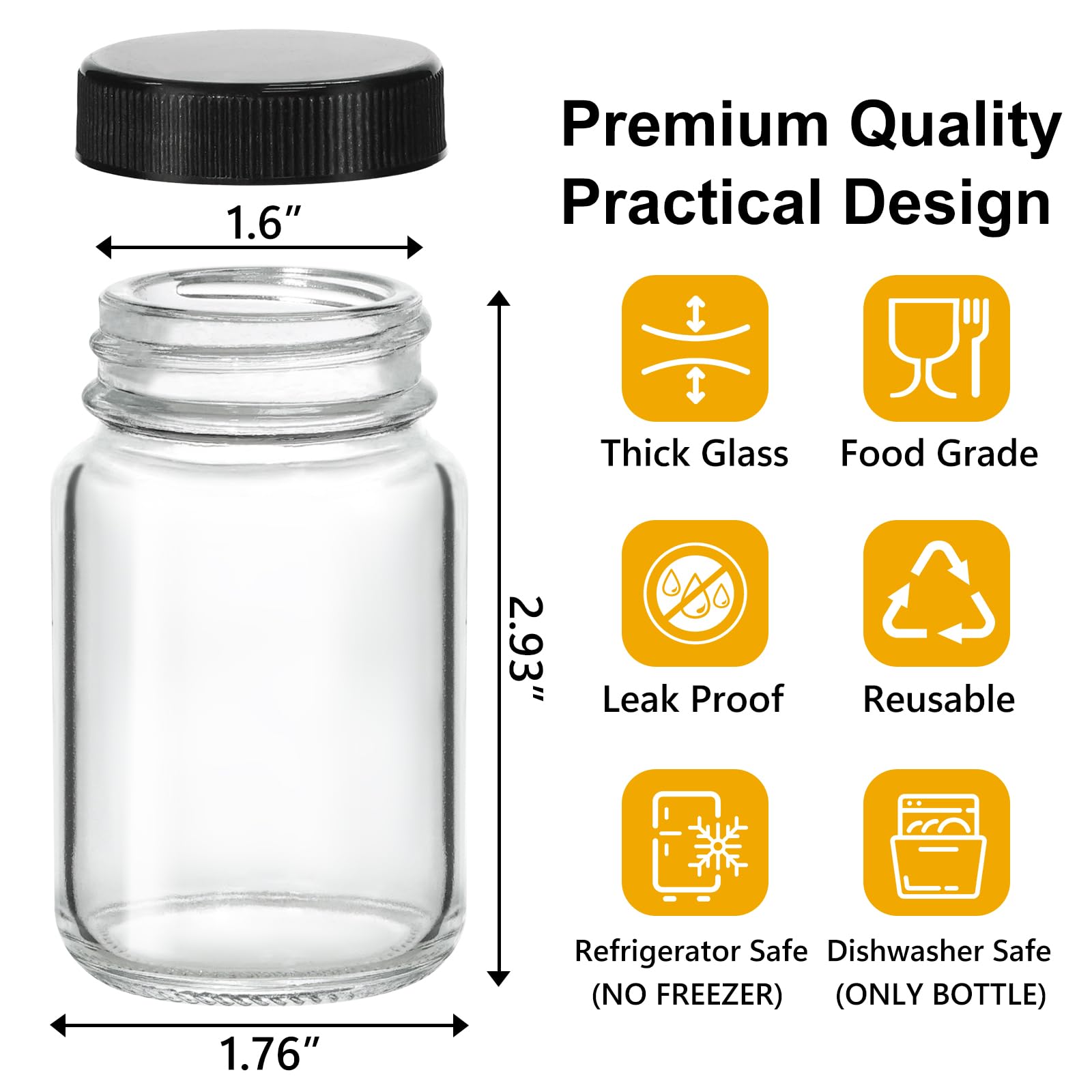 KEYWING glass shot bottle close-up highlights odorless glass material.