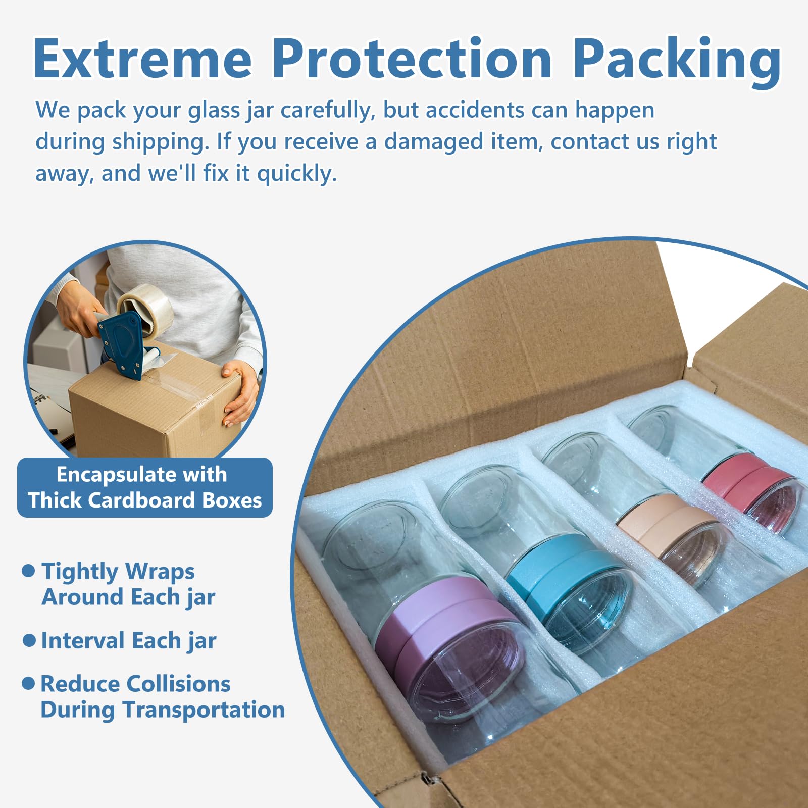 KEYWING safe packaging protects jars during delivery.
