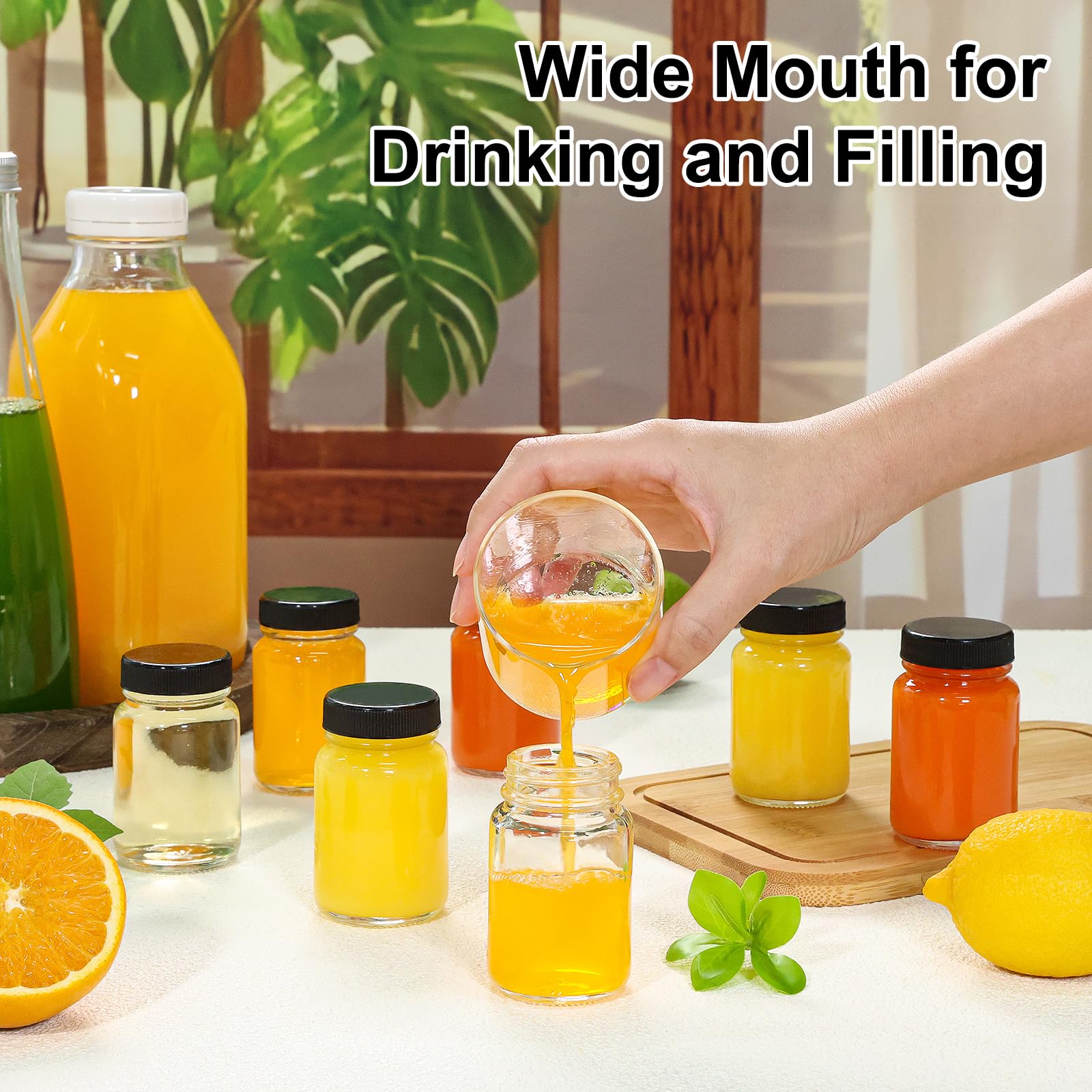 KEYWING travel-friendly 2oz glass bottles shown in a bag for on-the-go use.