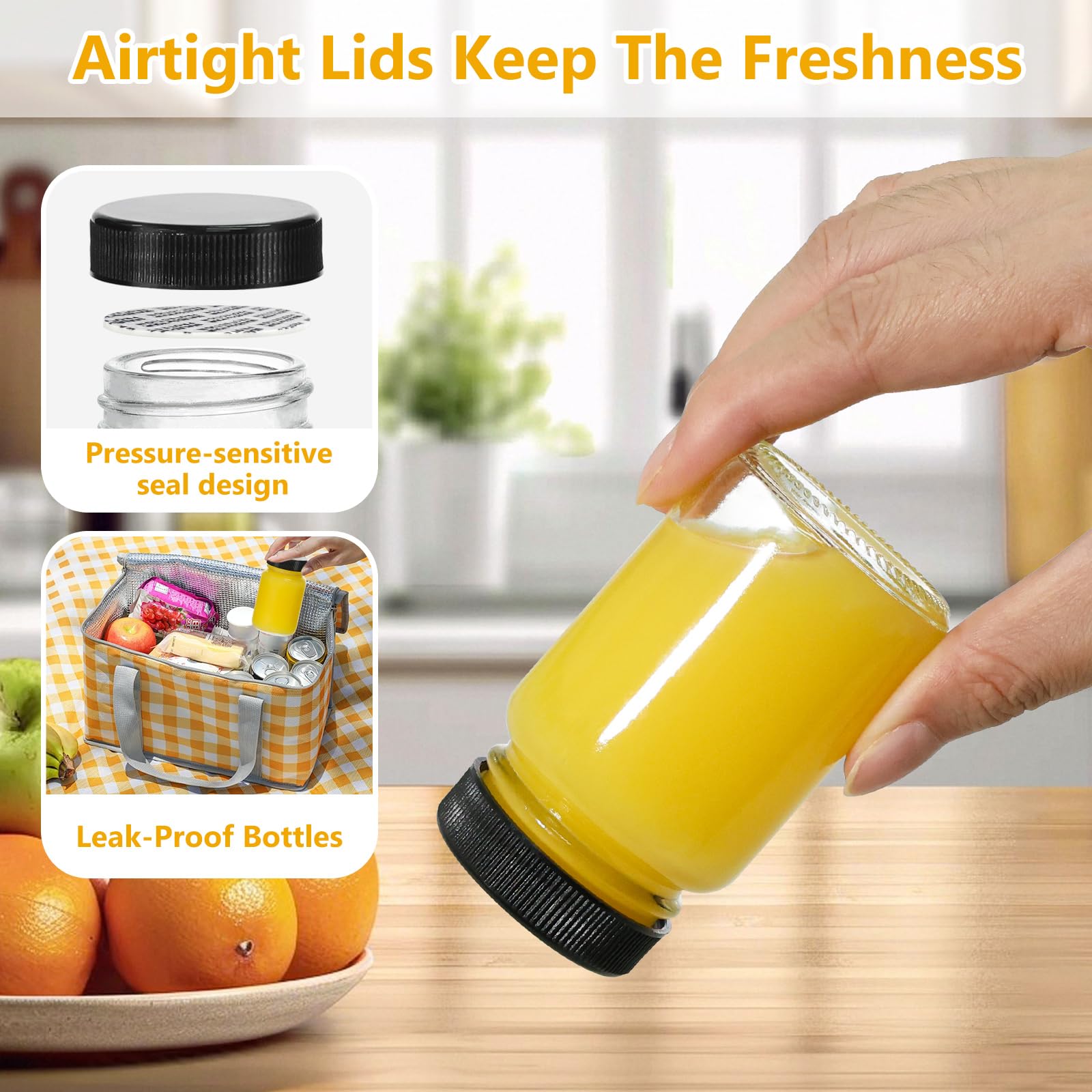 KEYWING wide-mouth 2oz glass bottle for easy filling and pouring.