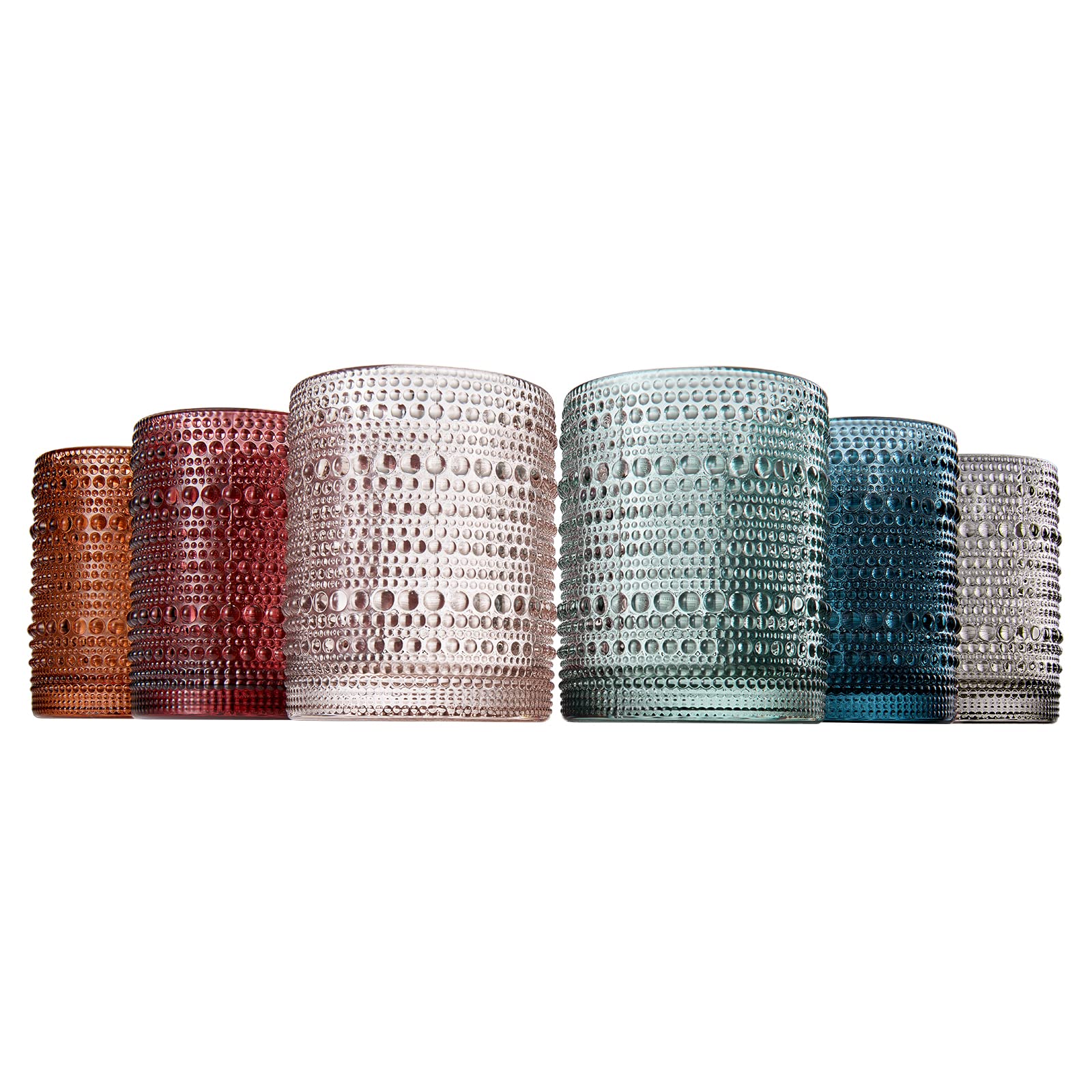 Khen muted vintage hobnail glass closeup showing craftsmanship and texture.