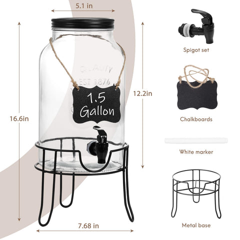 Khlotiko glass dispenser with spigot for smooth, mess-free pouring