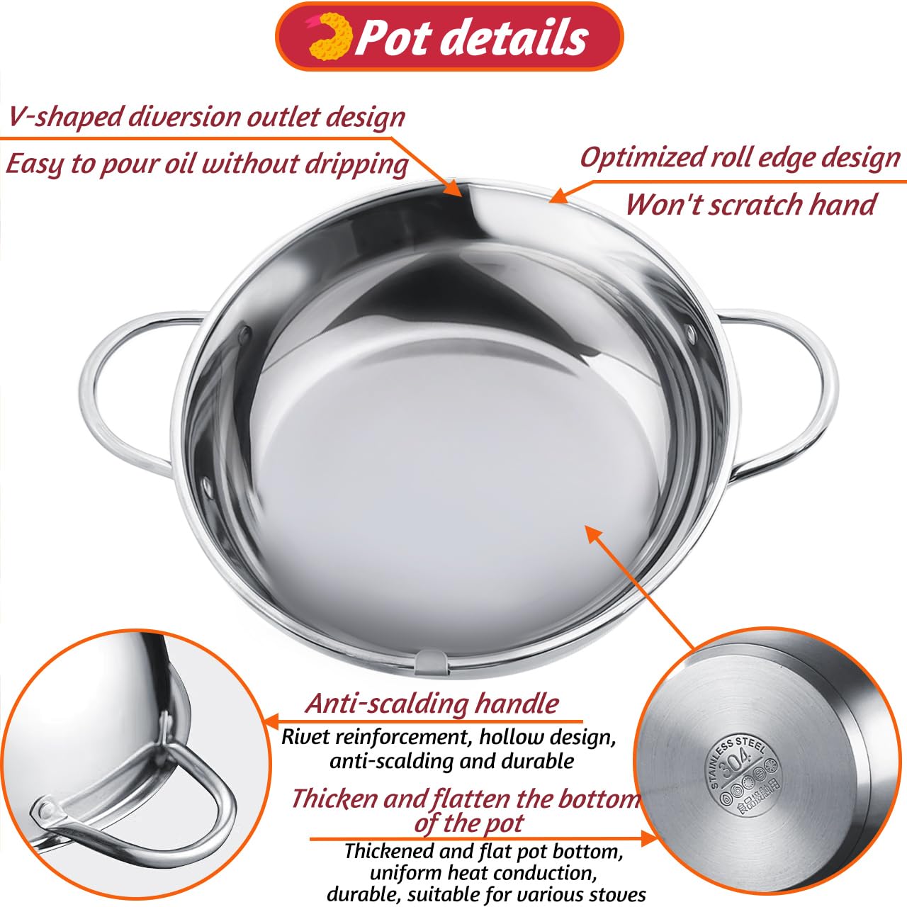 KHTD 304 stainless steel construction for durable, rust-resistant performance