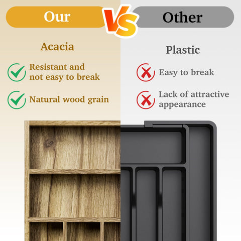 Elegant design enhances kitchen drawer aesthetics with the organizer.