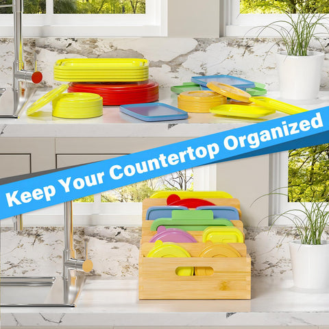 Kiasthome lid organizer ideal for drawers, pantries, and shelves with adjustable spacing.