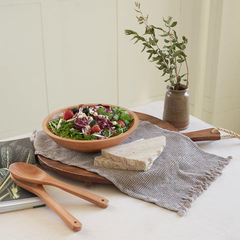 KIBAGA wooden bowl with food-safe finish ensures safe, durable kitchen use.