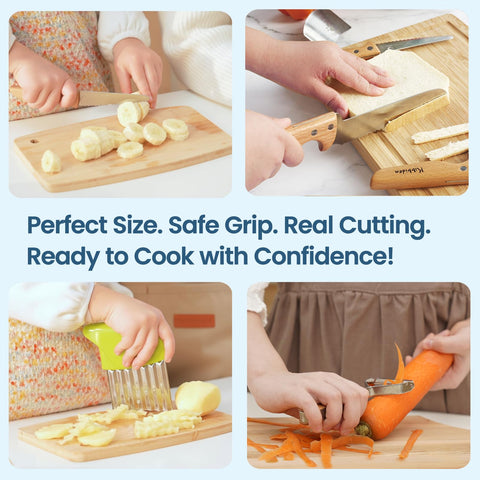 Kibbidea round-tip serrated edges reduce skin risk during practice meals