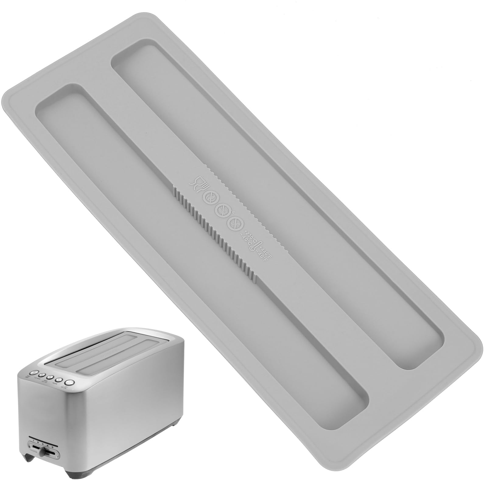 Kichvoe silicone toaster cover on a 2-slice toaster protecting from dust.