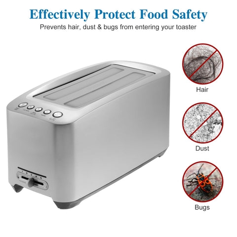 Kichvoe toaster cover sits on kitchen counter ready for use.