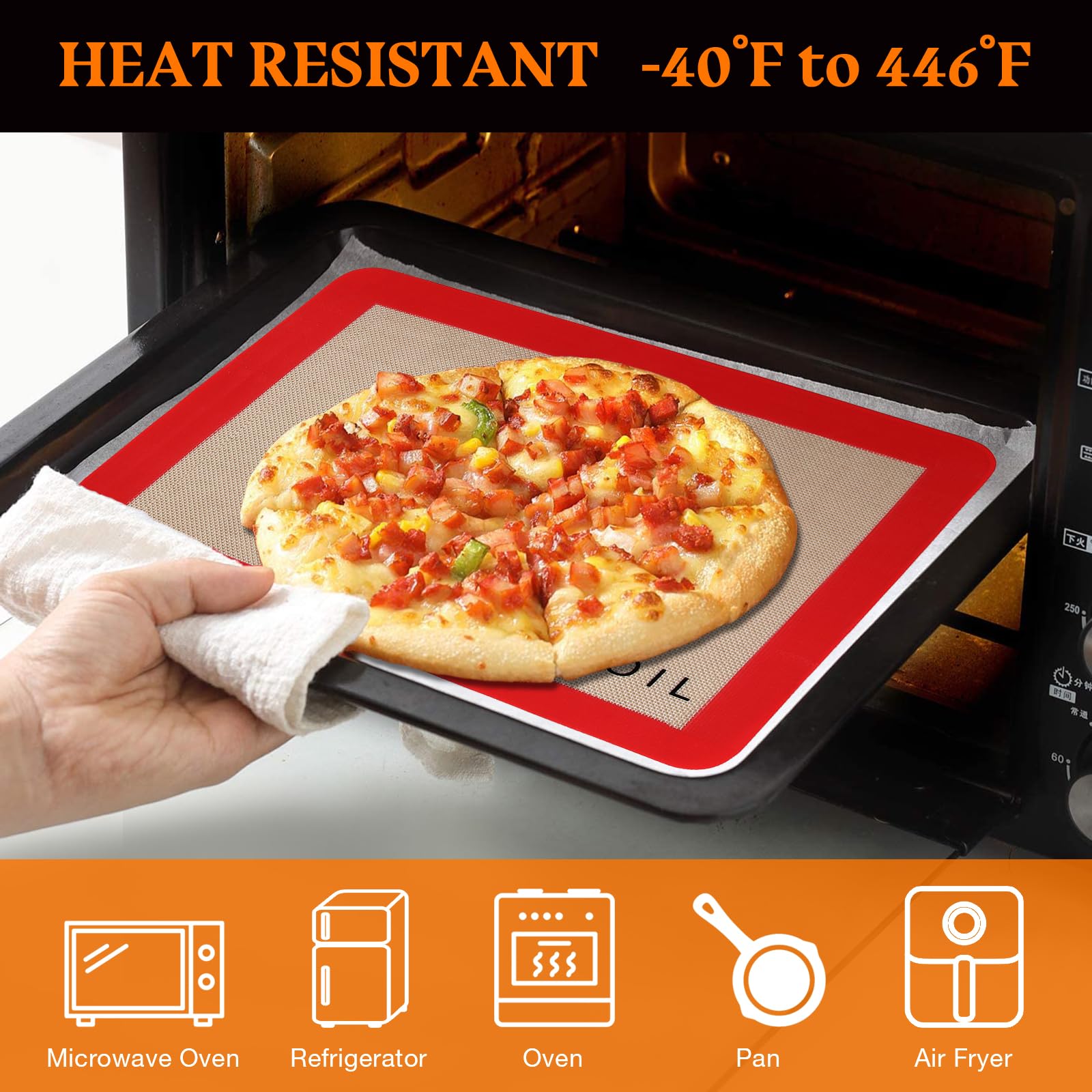 KICKOIL reinforced fiberglass-mesh mats stabilize the surface for durable, wrinkle-free baking.