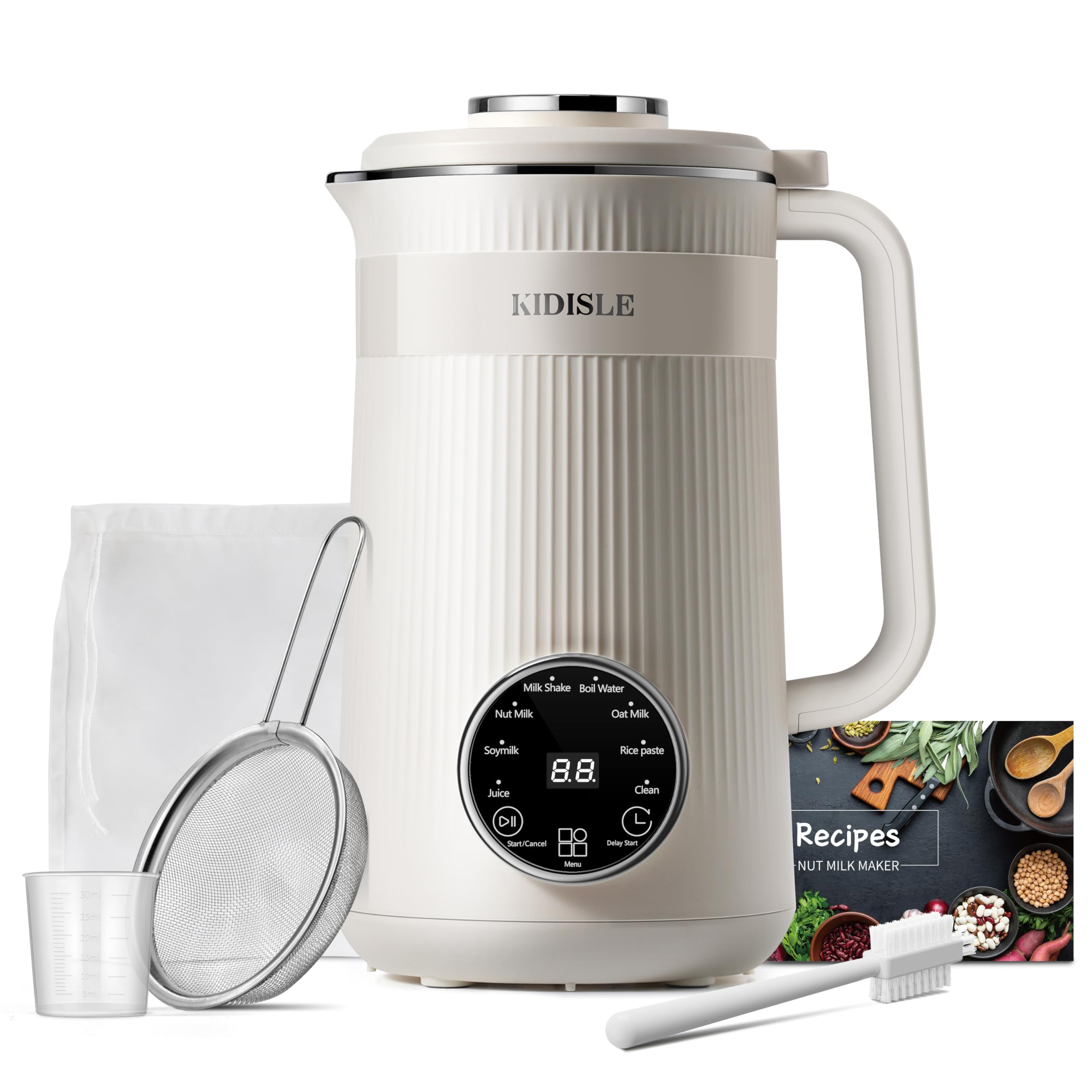 KIDISLE 8-in-1 Nut Milk Maker 32oz on countertop, ideal for plant-based beverages.