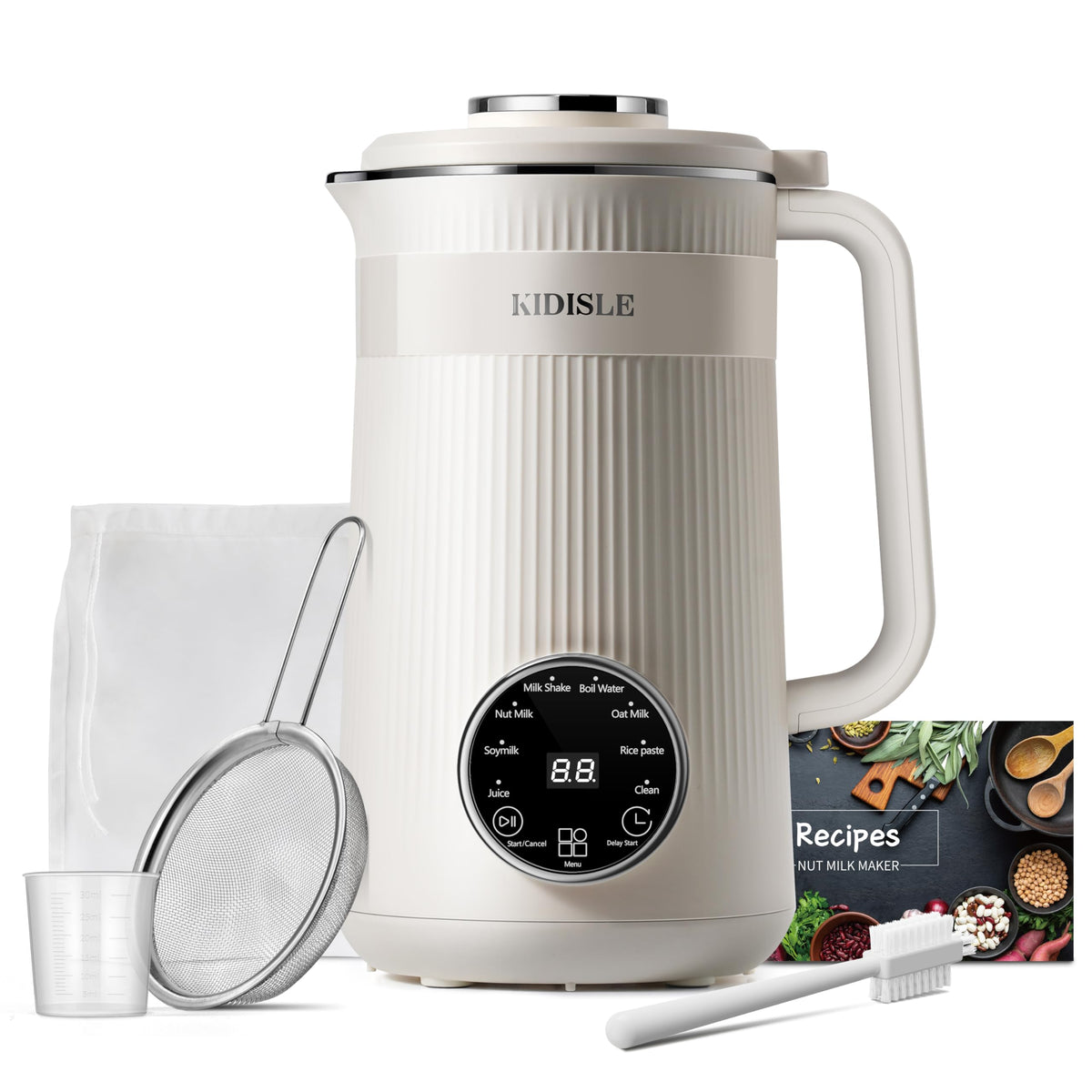 KIDISLE 8-in-1 Nut Milk Maker 32oz on countertop, ideal for plant-based beverages.