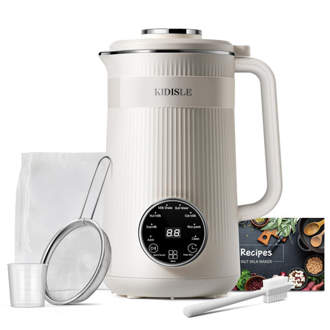 KIDISLE 8-in-1 Nut Milk Maker 32oz on countertop, ideal for plant-based beverages.