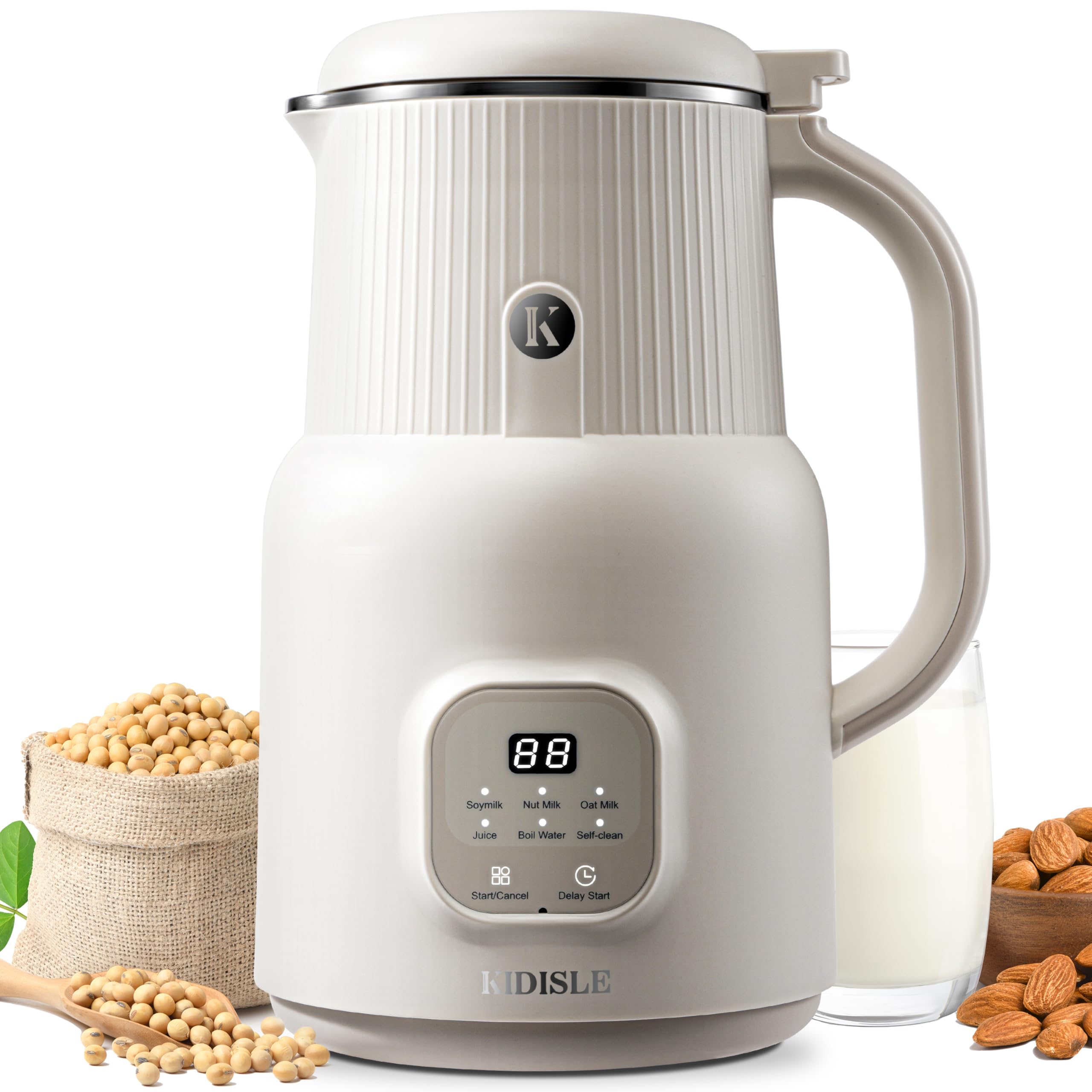 KIDISLE automatic nut milk maker front view with compact home-friendly design.