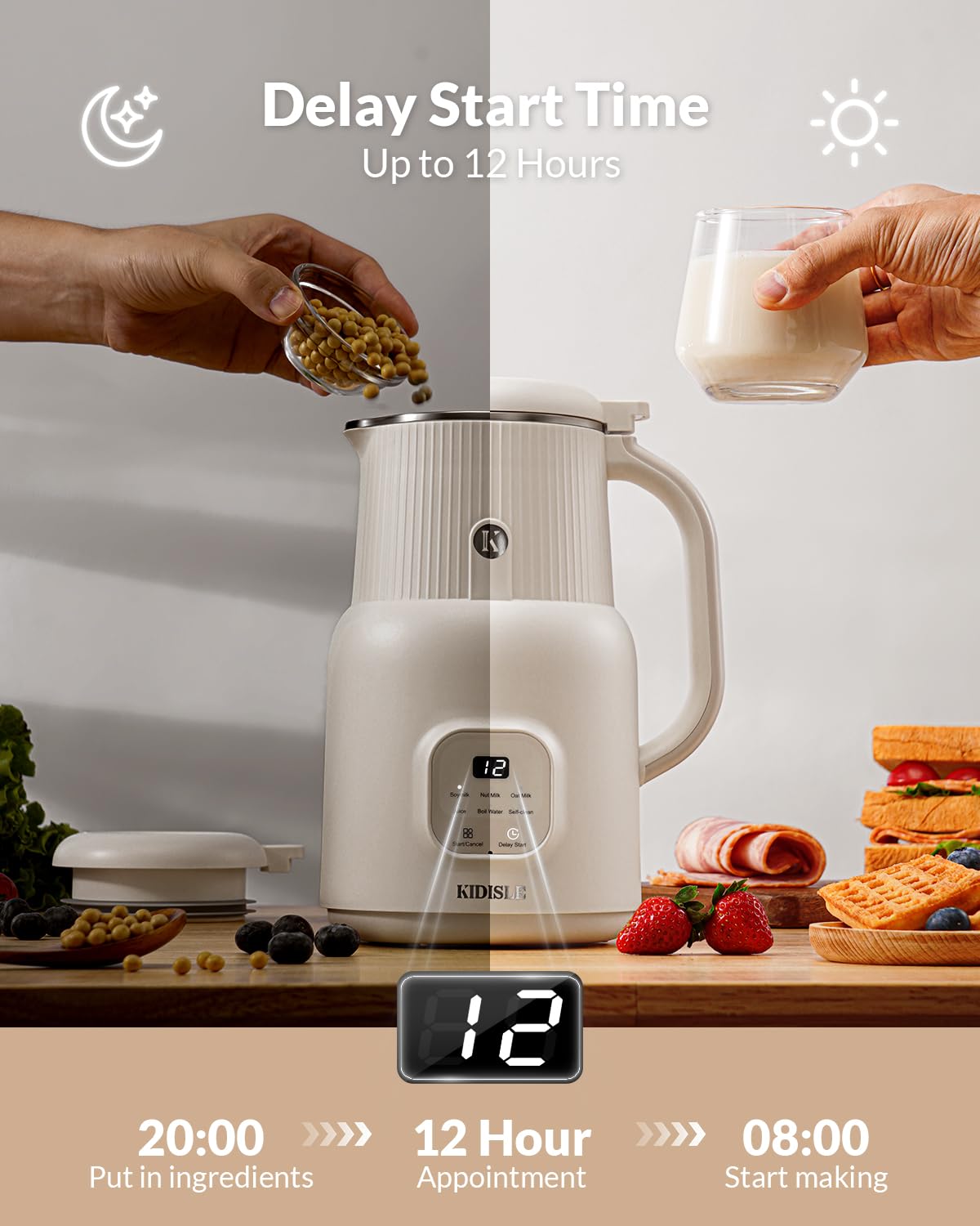 KIDISLE keeps milk warm for two hours, ready when you are.