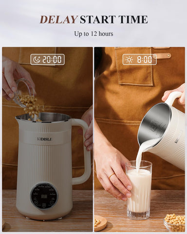 KIDISLE soy/bean milk process view, from beans to fresh soy milk.