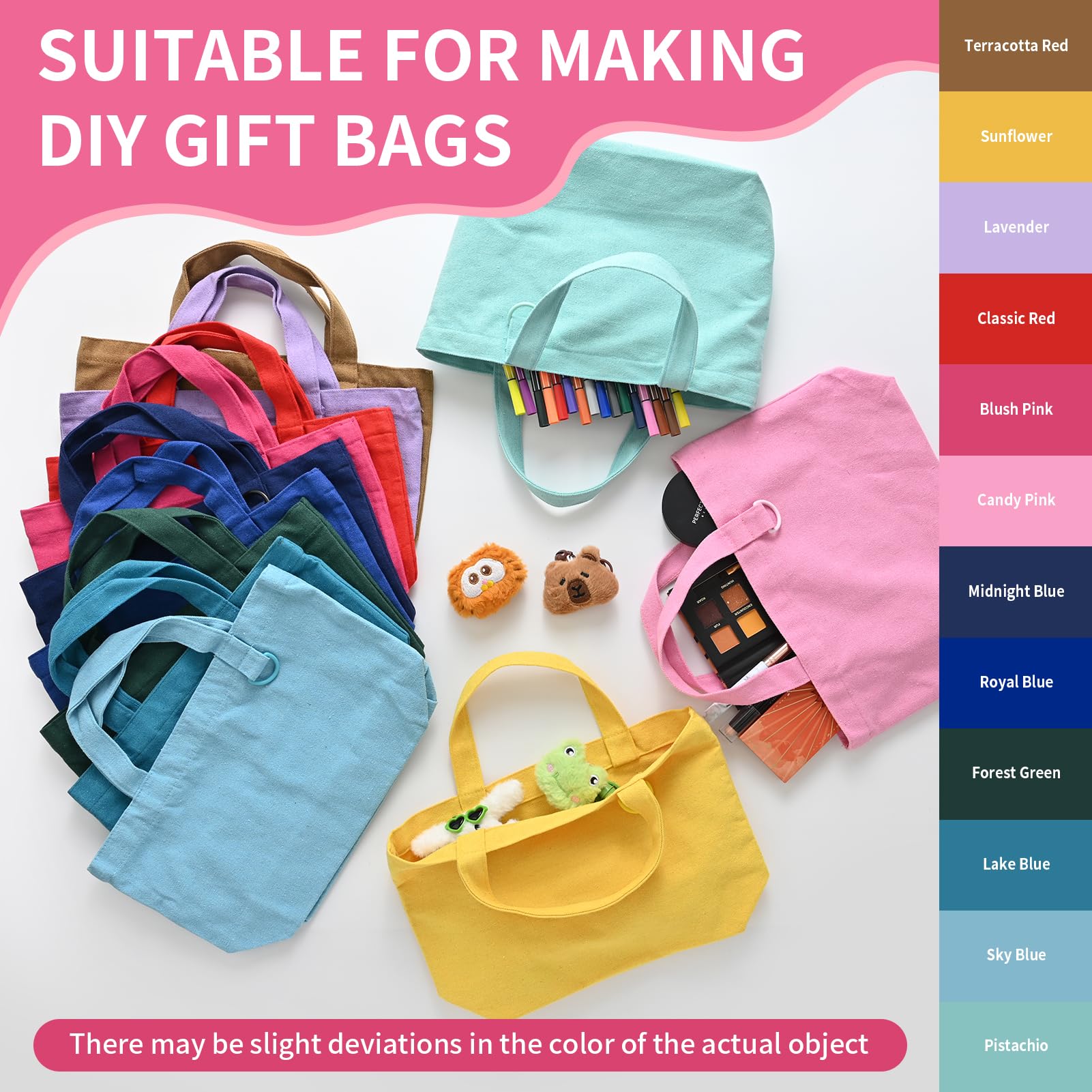 KIDJFGG colorful multi-use totes in assorted colors for gifts or crafts.