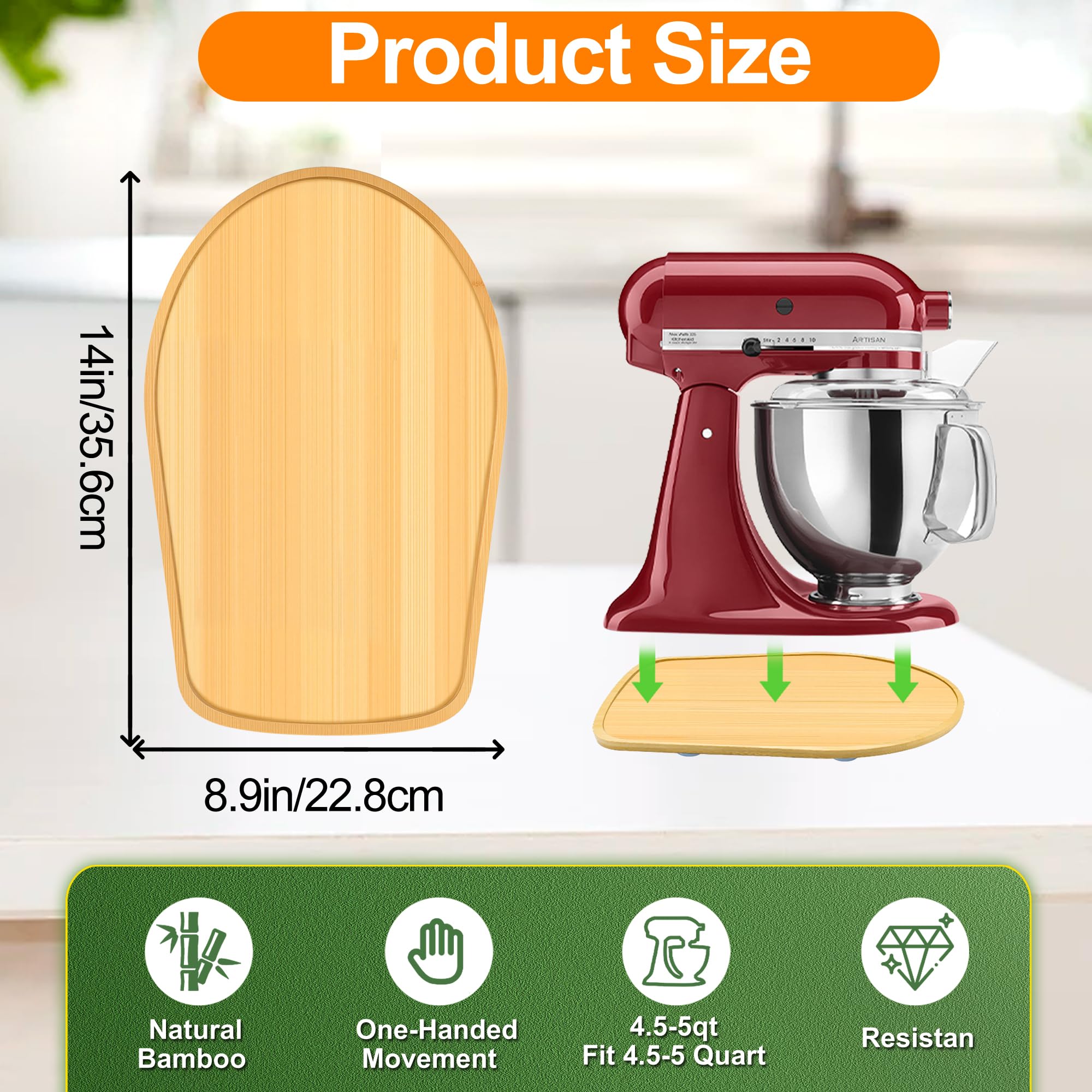 KIDOT Bamboo material slider protects mixer base and countertop