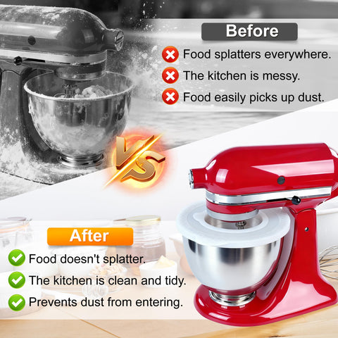 KIDOT splash guard lid protects countertops by reducing splatter during mixing