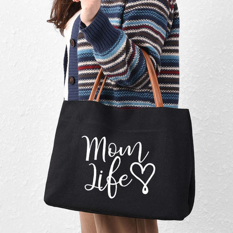 Kifasyo Mom Mama Bag side view shows durable canvas for busy day errands.