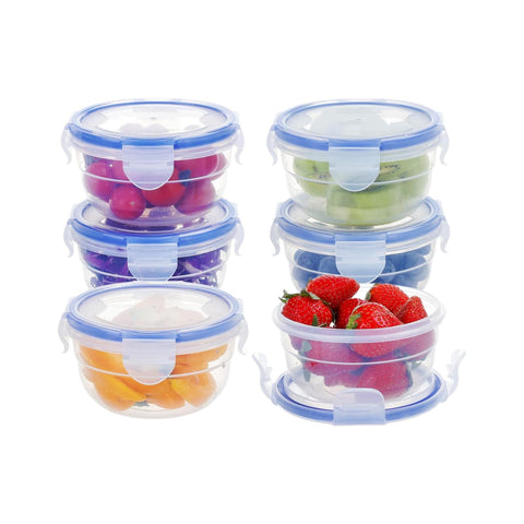 KIGI 6-pack 10oz round bowls with lids, top view, ideal for portion control and meal prep