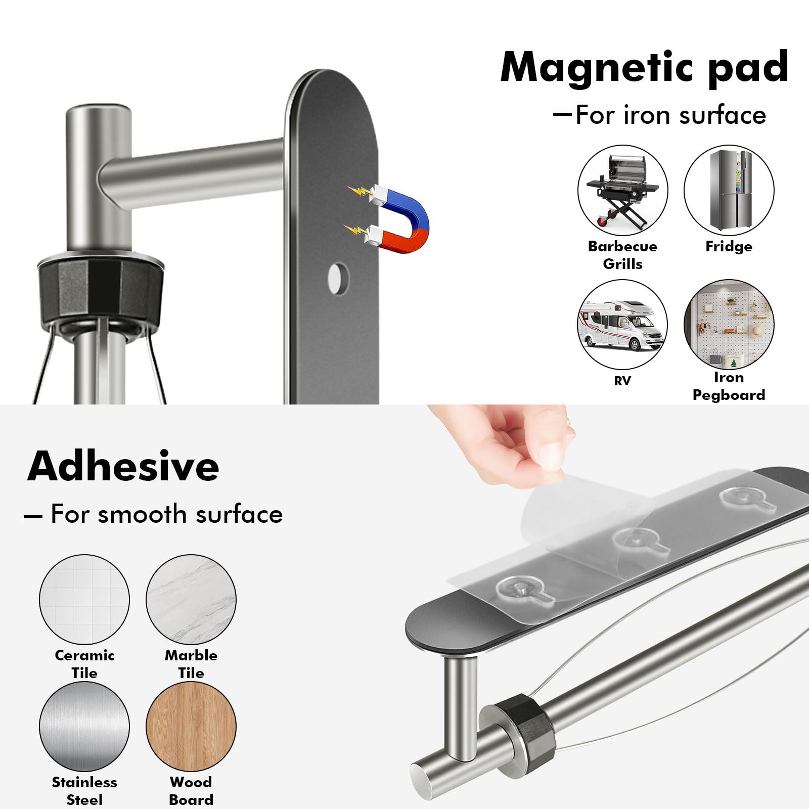 KIHOGEM tool-free installation with self-adhesive option